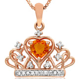 Heart Gemstone Crown Pendant with Diamond Accent