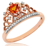 Gemstone Crown Ring with Diamond Accent