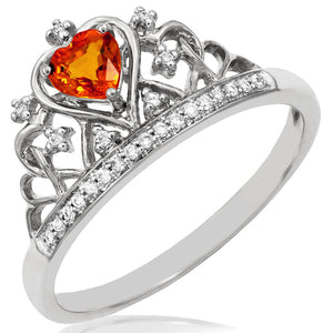 Gemstone Crown Ring with Diamond Accent