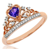 Amethyst Crown Ring with Diamond Accent