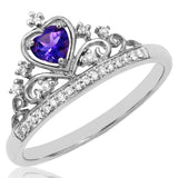 Amethyst Crown Ring with Diamond Accent
