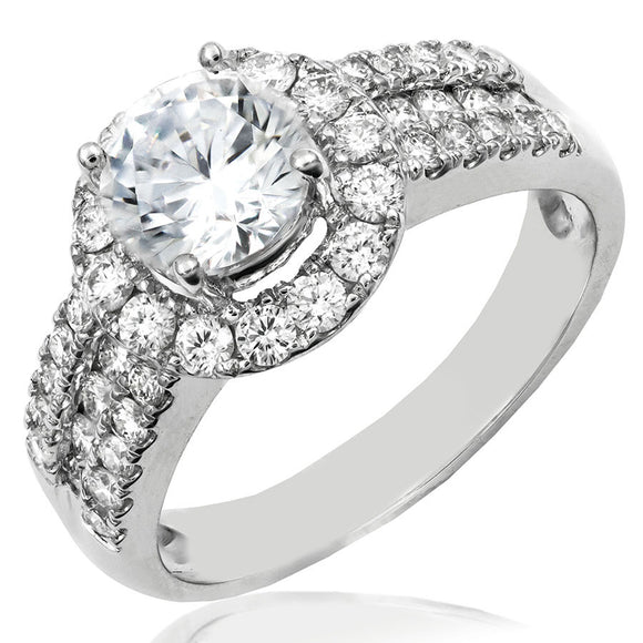 Diamond Halo Semi-Mount Ring with Diamond Composite Band