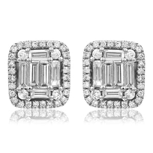 Cushion Diamond Halo Composite Stud Earrings