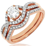 Intertwined Semi-Mount Diamond Bridal Ring Set