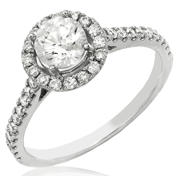 Diamond Semi-Mount Halo Engagement Ring with Scallop Set Band