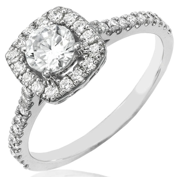 Cushion Semi-Mount Diamond Engagement Ring with Scallop Set Band