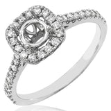 Cushion Semi-Mount Diamond Engagement Ring with Scallop Set Band