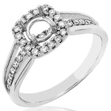 Cushion Semi-Mount Diamond Halo Ring with Triple Shank