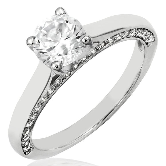 Diamond Semi-Mount Engagement Ring with Side Diamond Band Details