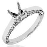 Diamond Semi-Mount Engagement Ring with Side Diamond Band Details