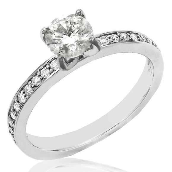 Diamond Semi-Mount Engagement Ring with Bead Set Band