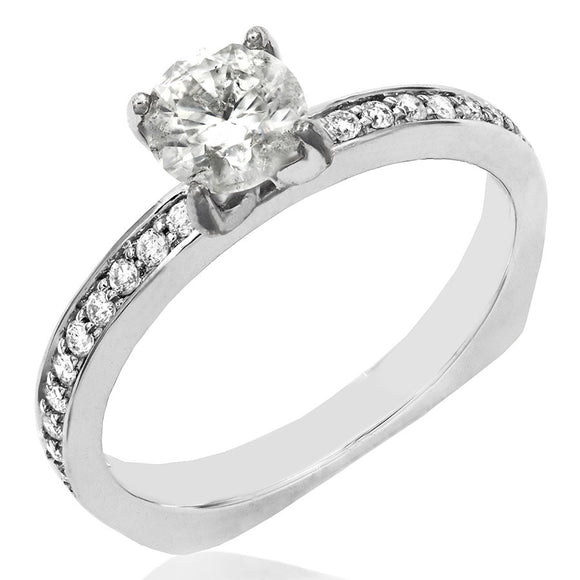 Diamond Semi-Mount Engagement Ring with Bead Set Band