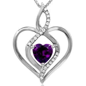 Infinity Heart Gemstone Pendant with Diamond Accent