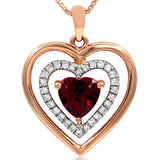 Double Heart Gemstone Pendant with Diamond Accent