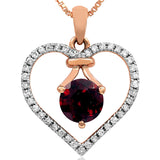 Gemstone Heart Pendant with Diamond Frame