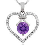 Gemstone Heart Pendant with Diamond Frame