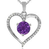 Gemstone Heart Pendant with Diamond Accent