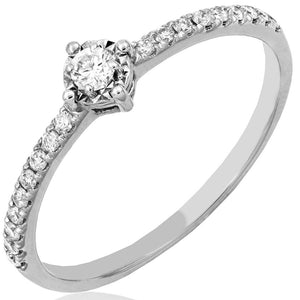 Diamond Illusion Engagement Ring with Scallop Set Band