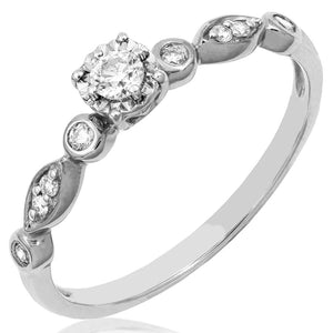 Diamond Illusion Promise Ring with Bezel Set Band Detail