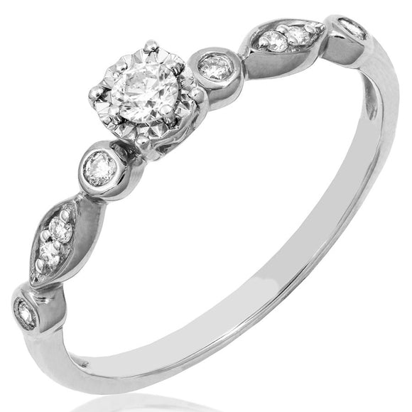 Diamond Illusion Promise Ring with Bezel Set Band Detail