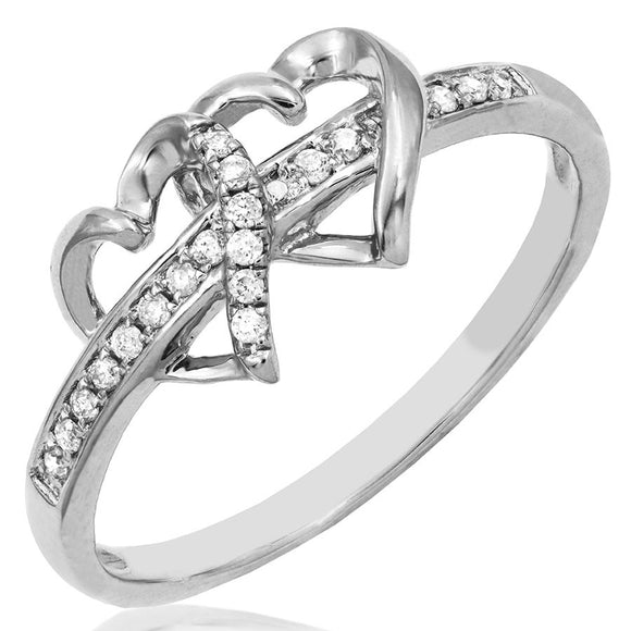 Double Heart Diamond Promise Ring