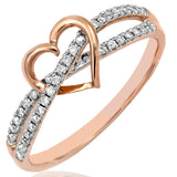 Heart Promise Ring with Twist Diamond Band