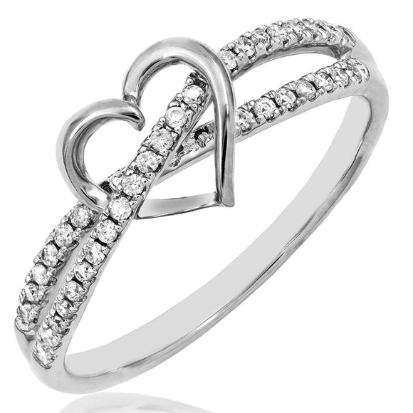 Heart Promise Ring with Twist Diamond Band