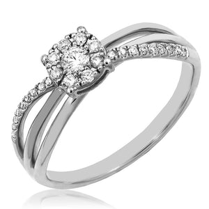 Diamond Cluster Twist Promise Ring with Triple Shank