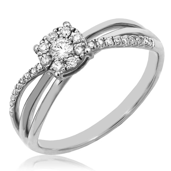 Diamond Cluster Twist Promise Ring with Triple Shank