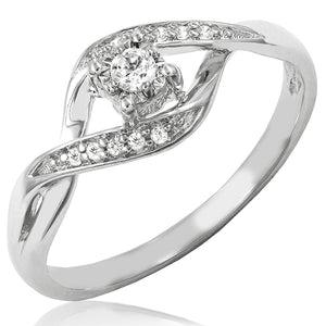 Diamond Illusion Swirl Ring with Bead Set Band Detail