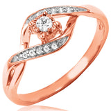 Diamond Illusion Swirl Ring with Bead Set Band Detail