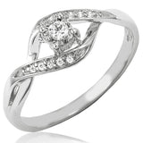 Diamond Illusion Swirl Ring with Bead Set Band Detail