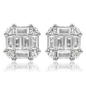 Cushion Diamond Composite Stud Earrings