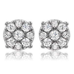 Diamond Cluster Stud Earrings