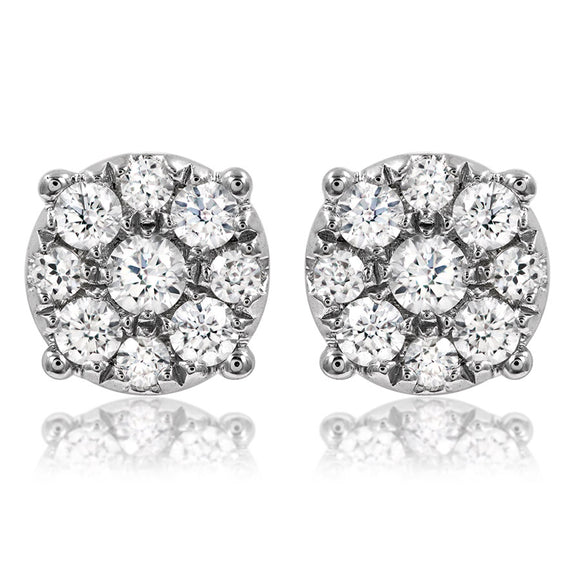 Diamond Cluster Stud Earrings