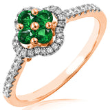 Clover Gemstone Ring with Diamond Accent