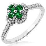 Clover Gemstone Ring with Diamond Accent