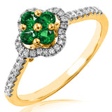 Clover Gemstone Ring with Diamond Accent