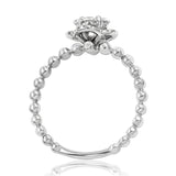 Diamond Cluster Clover Ring with Beaded Band Details