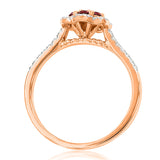 Floral Gemstone Ring with Diamond Accent