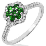 Floral Gemstone Ring with Diamond Accent
