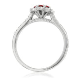 Floral Gemstone Ring with Diamond Accent