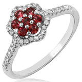 Floral Gemstone Ring with Diamond Accent