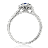 Floral Gemstone Ring with Diamond Accent