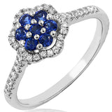 Floral Gemstone Ring with Diamond Accent