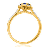 Floral Gemstone Ring with Diamond Accent