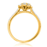 Floral Gemstone Ring with Diamond Accent