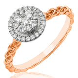 Diamond Cluster Halo Ring with Checkered Band Details