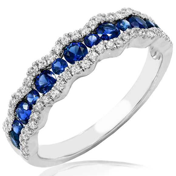 Gemstone Wave Ring with Diamond Accent