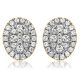 Diamond Oval Cluster Stud Earrings
